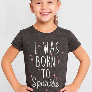 Evy of California Girls Sparkle Graphic Tee S 6 6X Short Sleeves Heather Gray
